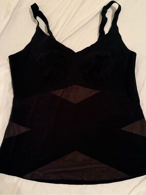 Honeylove Compression Tank Shapewear Black Mesh Panel Built-In Bra 2X